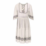 Saint Womens White Viscose Check Dobby Knee-Length Dress