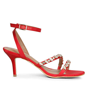 Isla Stone Embellished Straps Red Stilettos