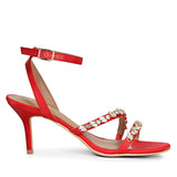 Isla Stone Embellished Straps Red Stilettos