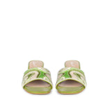 Rina Green Hand Embroidered Leather Stilettos