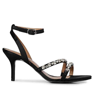 Isla Stone Embellished Straps Black Stilettos