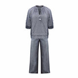 Saint Womens Grey Solid Chambray Pant