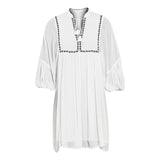 Saint Womens Embroidered White Viscose Crepe Short Dress