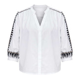 Saint Womens White Embroidered Cotton Shirt
