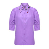 Saint Womens Amethyst Embellished Cotton Shirt