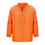 Saint Womens Orange Embroidered Cotton Shirt