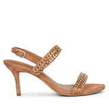 Valeria Gold Chain sand Suede Leather Stilettos
