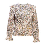 Saint Womens Ivory Ruffle Floral Viscose Dobby Tunic