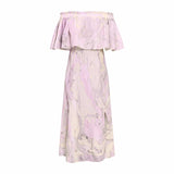 Saint Womens Lilac Marbel Dobby Off-Shoulder Midi Dress