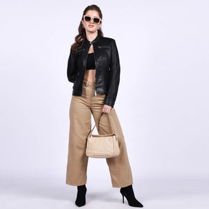 Saint Edwina Black Leather Women Cafe Racer Jackets