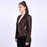 Saint Ginevra Brown Leather Women Biker Jackets