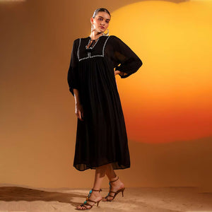 Saint Womens Charcoal Viscose Crepe Midi Dress