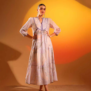 Saint Womens Lilac Marbel Dobby Maxi Dress