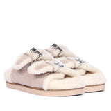 Saint Cosima Fur Taupe Suede Leather Snug Sandals