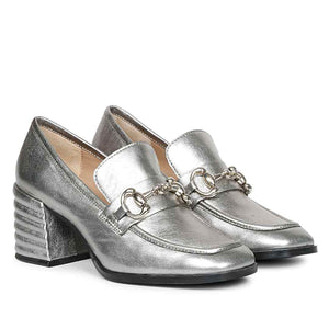 Saint Vera Gun Metallic Leather Handcrafted Moccasins