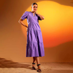 Saint Solid Iris Womens Cotton Midi Dress