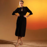 Saint Womens Coal Solid Viscose Sunfeel Midi Dress