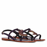 Saint Daisy Purple Leather Flat Sandal