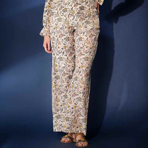 Saint Womens Ivory Floral  Printed Viscose Trouser