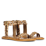 Saint Mia Beige Leather Studded Sandals