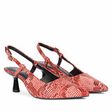 Saint Josie Red Snake Print Leather Pumps