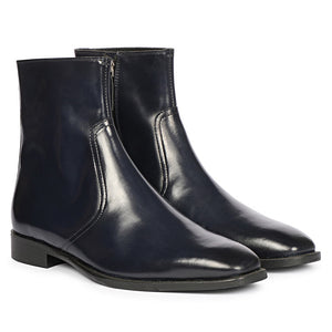 Saint Salvatore Blue Leather Ankle Boots