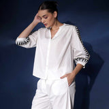 Saint Womens White Embroidered Cotton Shirt