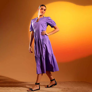 Saint Solid Iris Womens Cotton Midi Dress