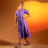 Saint Solid Iris Womens Cotton Midi Dress