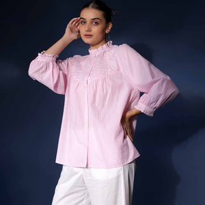 Saint Womens Blush Cotton Yarndyed Stripe Top