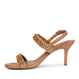 Valeria Gold Chain sand Suede Leather Stilettos