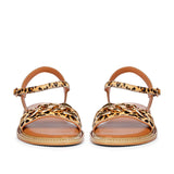 Saint Bellini Gold Metal Decor Tan Leather Sandals