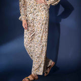 Saint Womens Ivory Floral  Printed Viscose Trouser