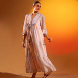 Saint Womens Lilac Marbel Dobby Maxi Dress