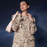 Saint Womens Ivory Ruffle Floral Viscose Dobby Tunic