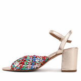 Saint Felicia Multi Woven Metallic Leather Block Heels