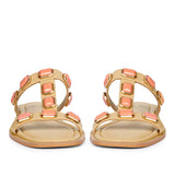 Saint Celeste Pink Stones Embellished Natural Leather Flats