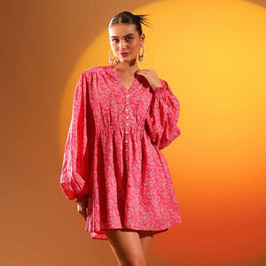 Saint Womens Coral Sushi Voile Short Dress