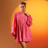 Saint Womens Coral Sushi Voile Short Dress