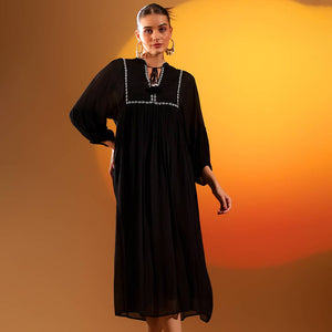 Saint Womens Charcoal Viscose Crepe Midi Dress