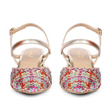 Saint Cianna Multi Metallic Woven Leather Block Heels