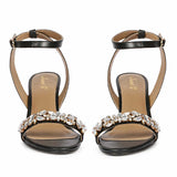Saint Riana Stone Embellished Black Leather Stilettos