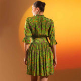 Saint Womens Olive Printed Viscose Sunfeel Short Dress