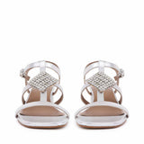 Donya Stones Silver Metallic Leather Block Heels