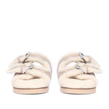 Saint Cosima Fur Taupe Suede Leather Snug Sandals