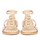 Saint Arlia Rivoli Stone Studded Natural Leather Sandals