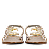 Saint Daisy Gold Leather Flat Sandal