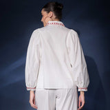 Saint Womens White Embroidered Cotton Shirt