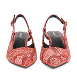 Saint Josie Red Snake Print Leather Pumps