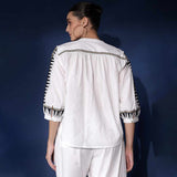 Saint Womens White Embroidered Cotton Shirt